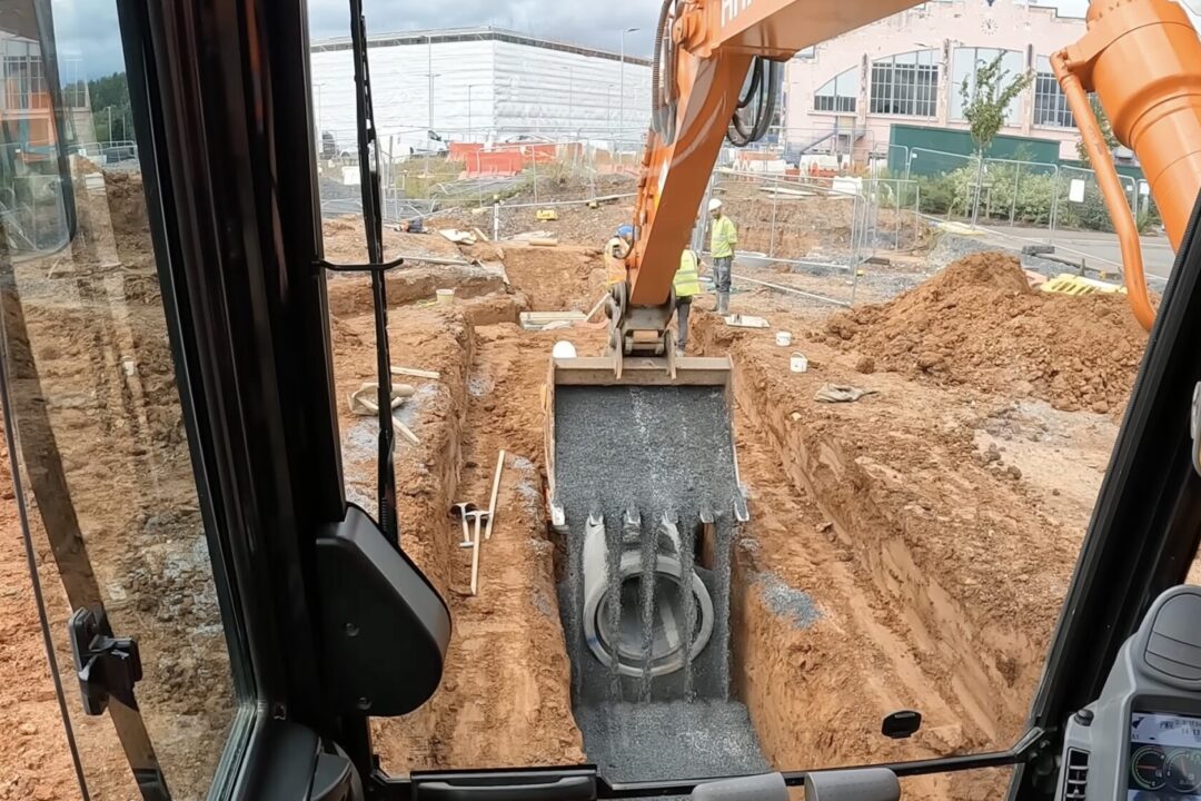 Image of excavator dropping gravel What are bedding boxes used for?